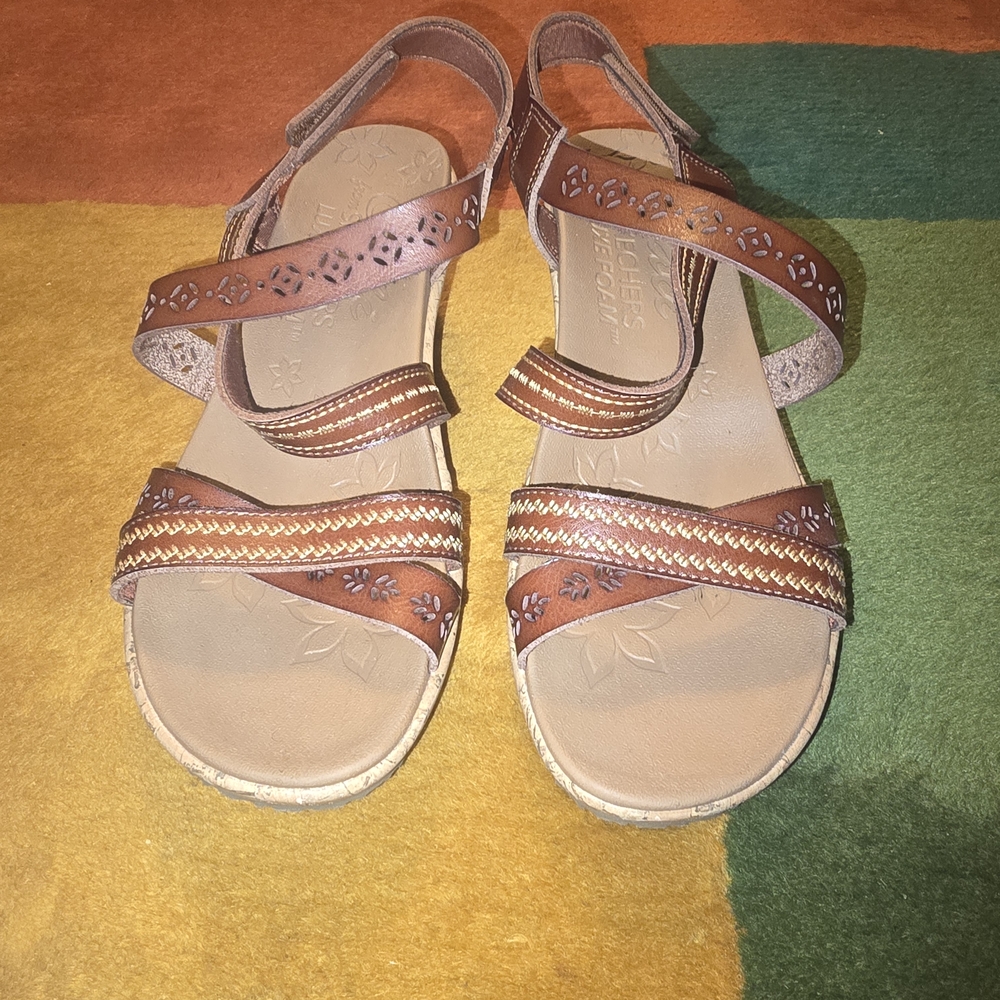 Skechers Brown Braided & Laser-Cut Women's Sandals